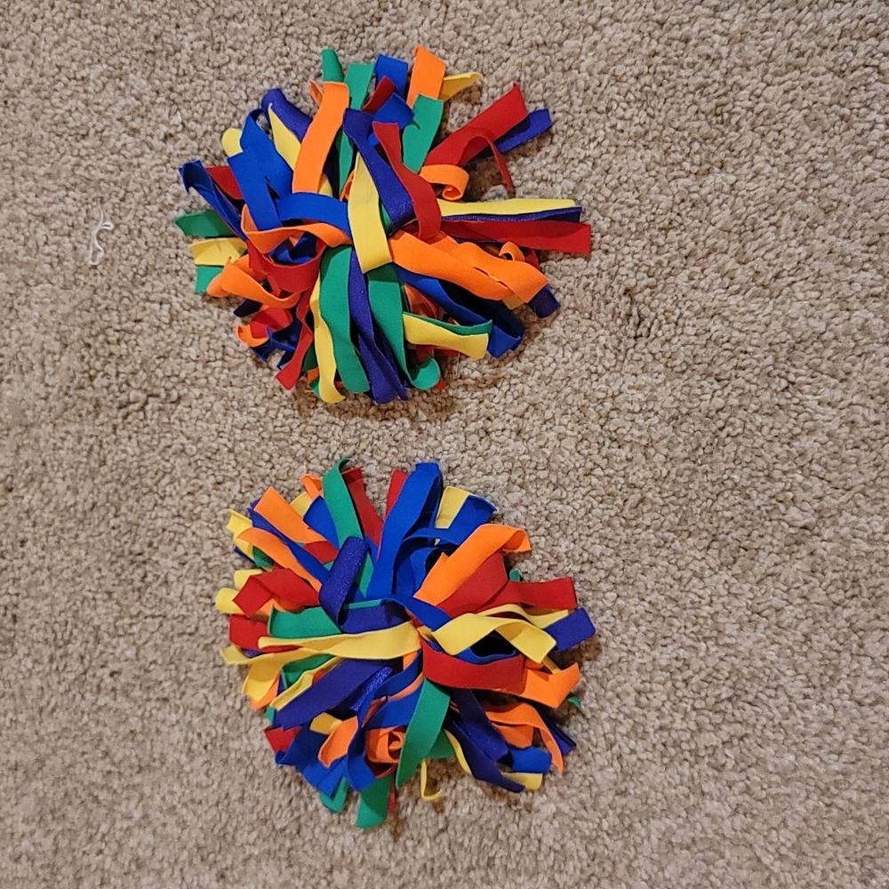 (2) pom pom luggage tags